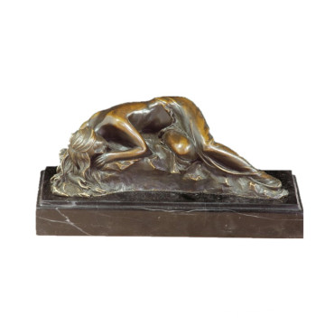 Female Home Decor Bronze Sculpture Sleeping Beauty Brass Statue TPE-496